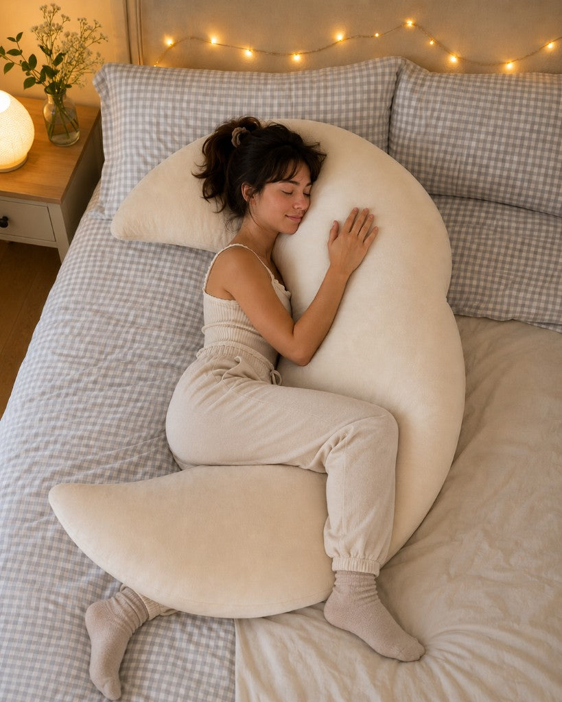 Moon shape hugging pillow